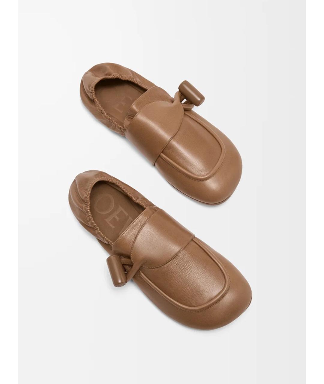 LOEWE Коричневые кожаные лоферы, фото 3