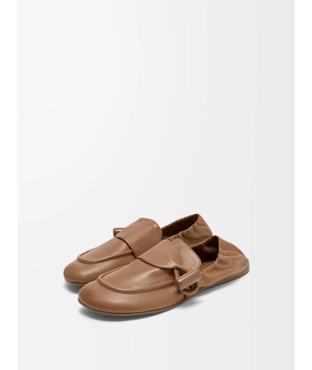 LOEWE Коричневые кожаные лоферы, фото 4