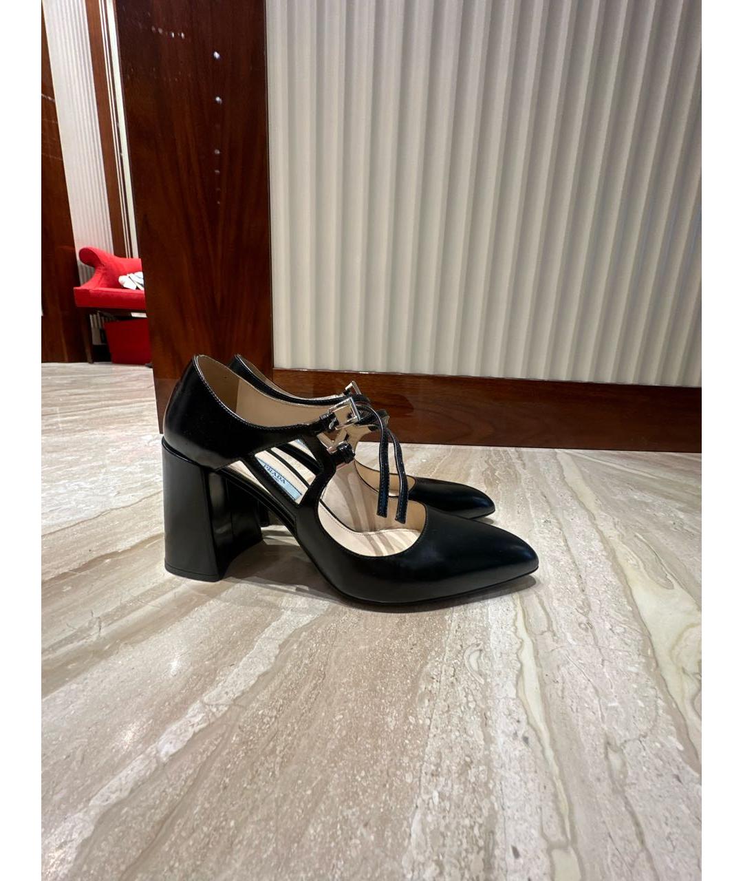 PRADA Черные кожаные туфли, фото 5