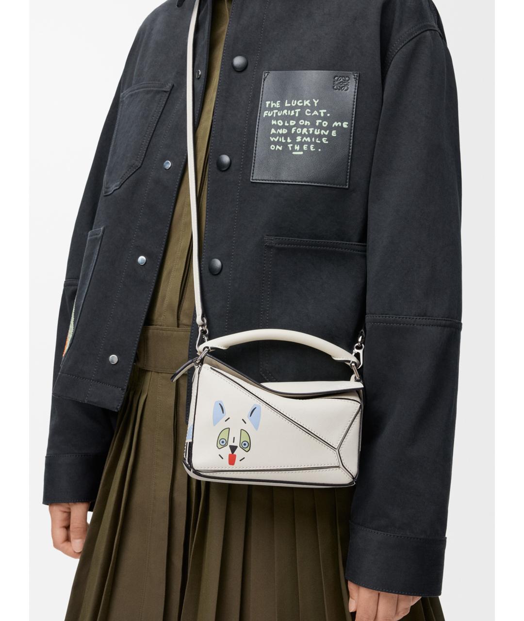 LOEWE Белая кожаная сумка через плечо, фото 3