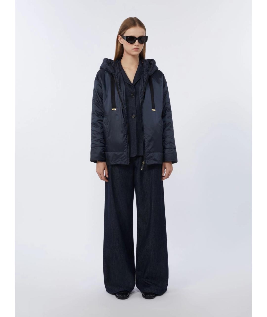 'S MAX MARA Темно-синяя полиэстеровая куртка, фото 2