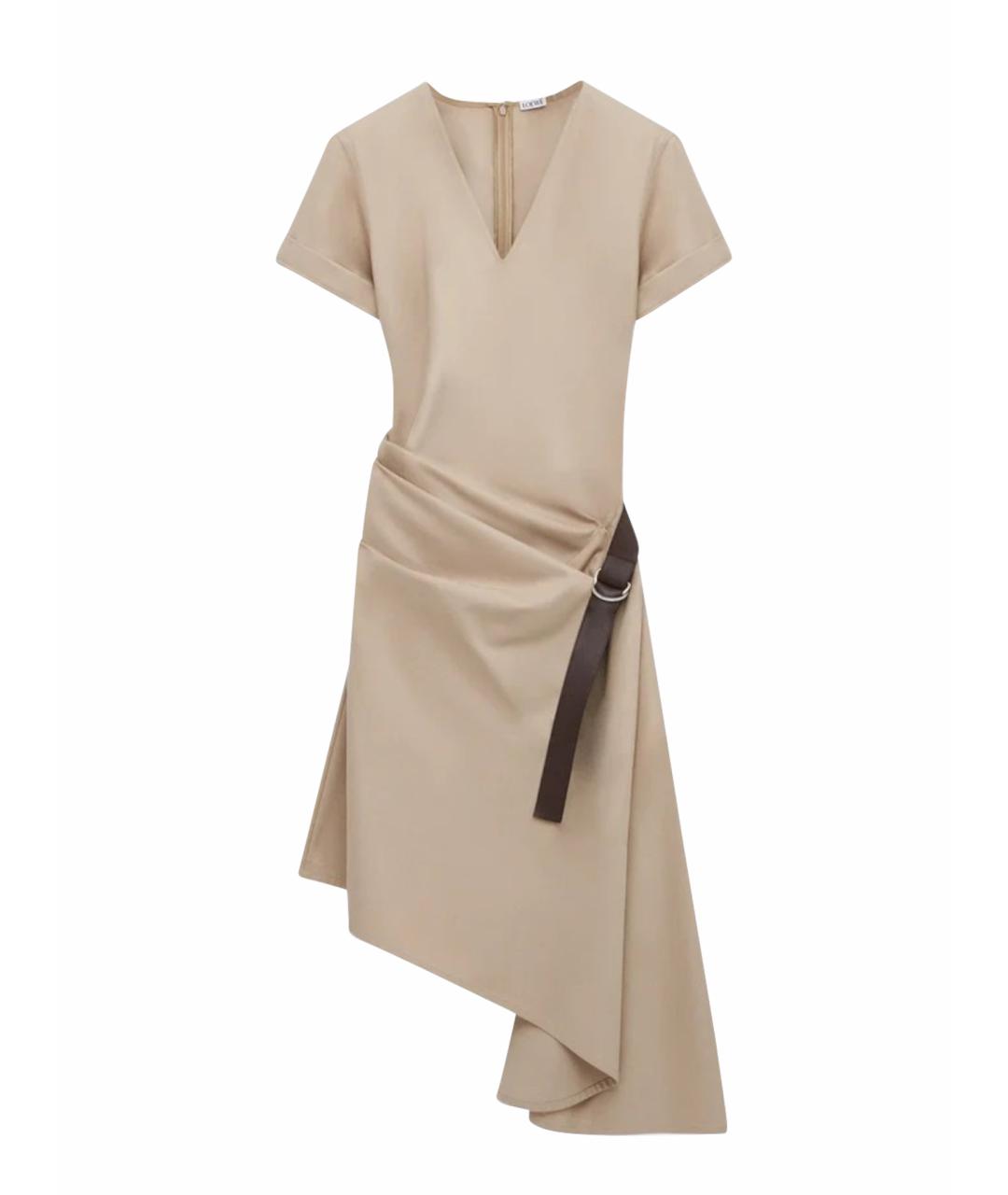 LOEWE Бежевое хлопковое повседневное платье, фото 1