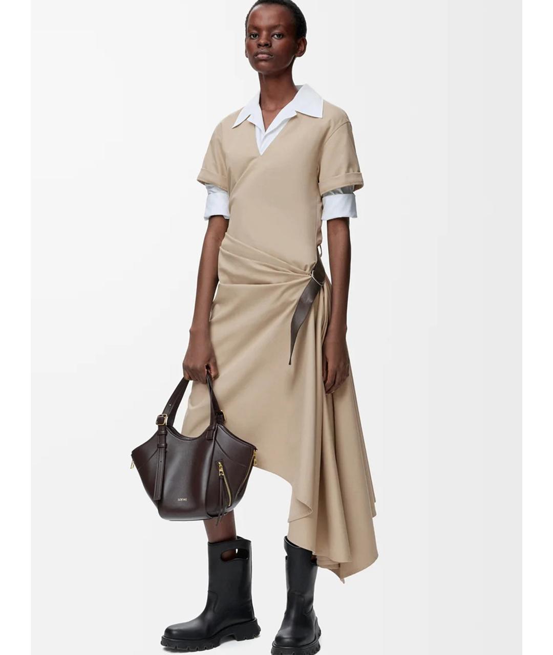 LOEWE Бежевое хлопковое повседневное платье, фото 2