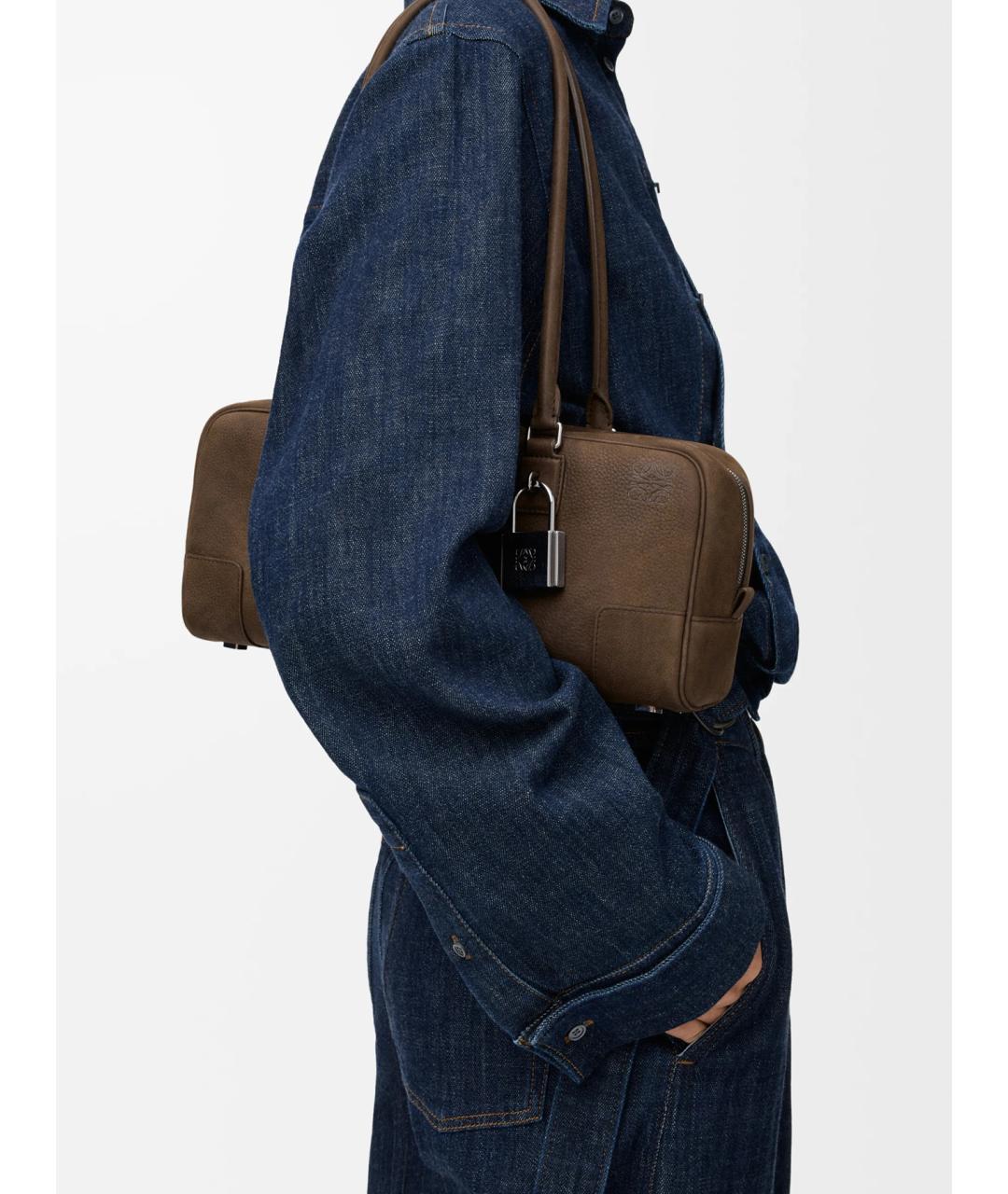 LOEWE Коричневая кожаная сумка через плечо, фото 3