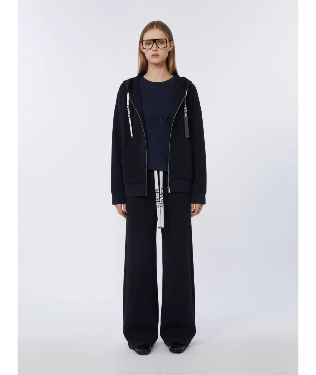 'S MAX MARA Темно-синие хлопковые прямые брюки, фото 2