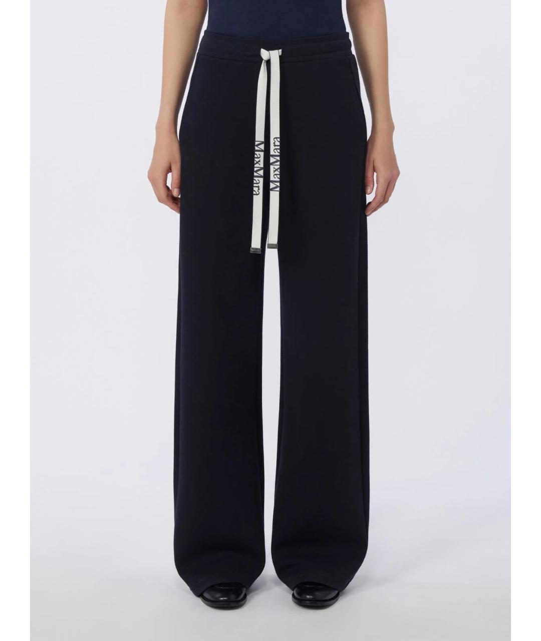 'S MAX MARA Темно-синие хлопковые прямые брюки, фото 3