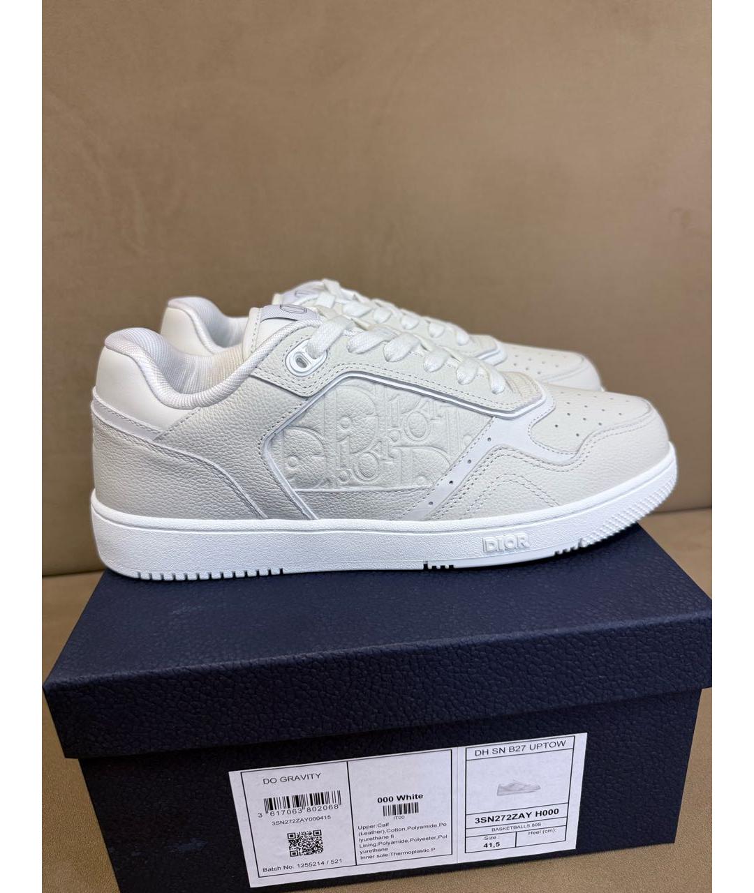 CHRISTIAN DIOR Белые кожаные низкие кроссовки / кеды, фото 8