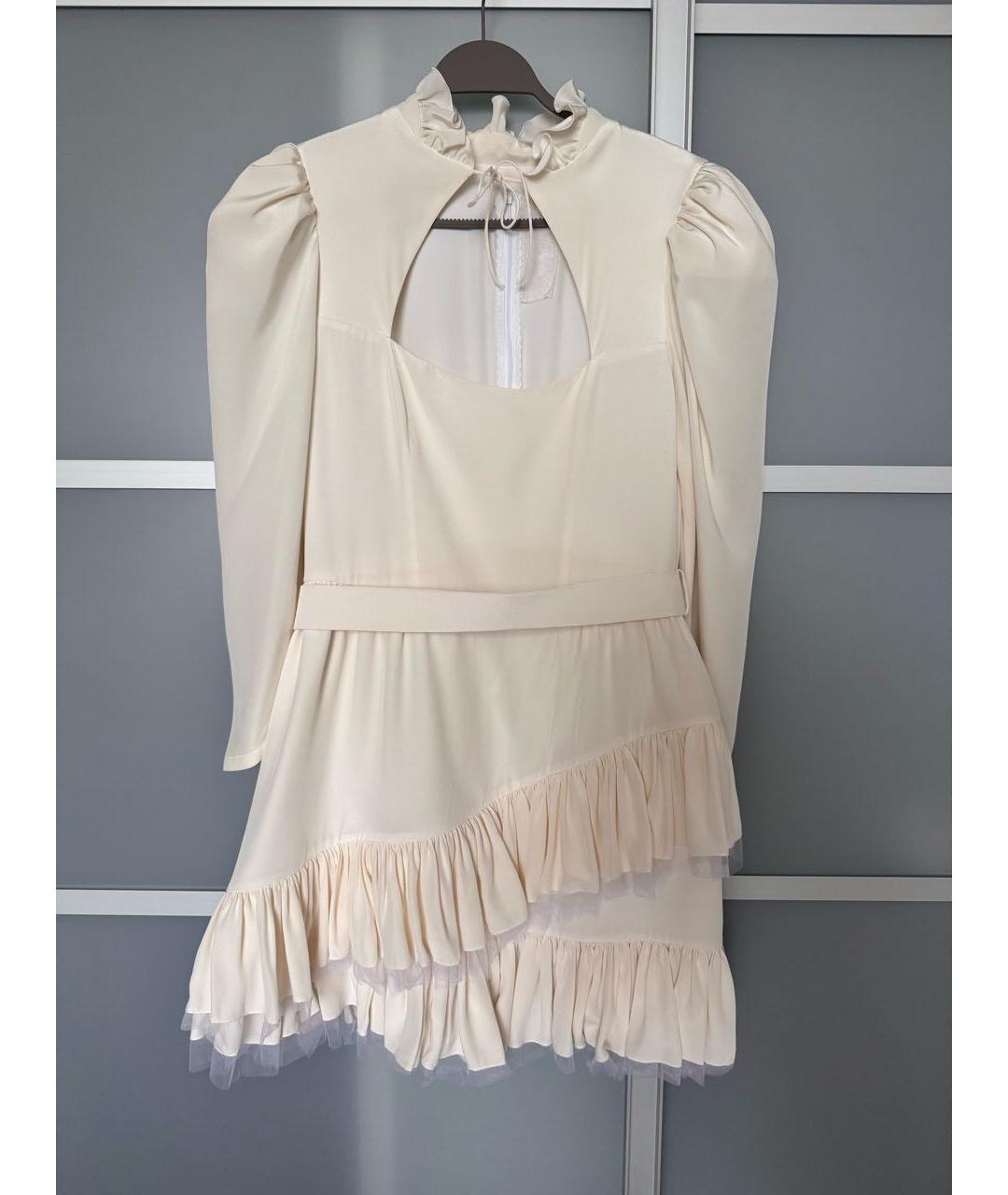 ULYANA SERGEENKO Белое шелковое коктейльное платье, фото 7