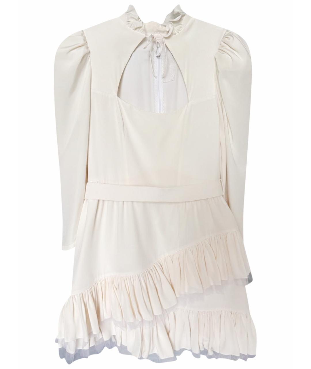 ULYANA SERGEENKO Белое шелковое коктейльное платье, фото 1