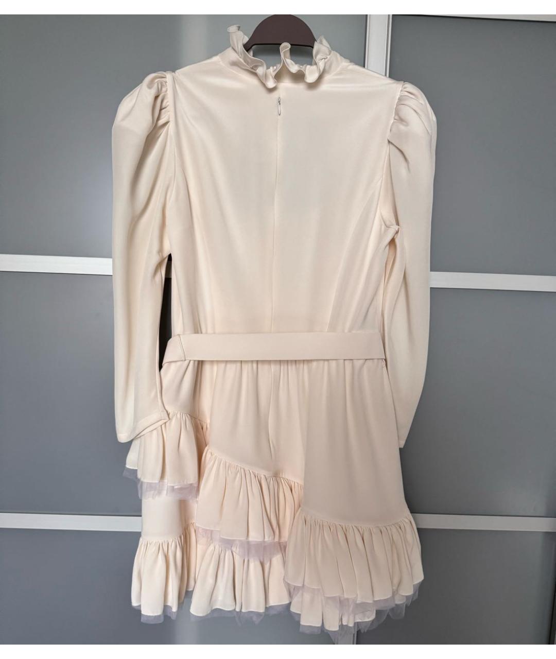 ULYANA SERGEENKO Белое шелковое коктейльное платье, фото 4