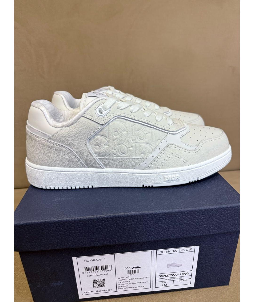 CHRISTIAN DIOR Белые кожаные низкие кроссовки / кеды, фото 9