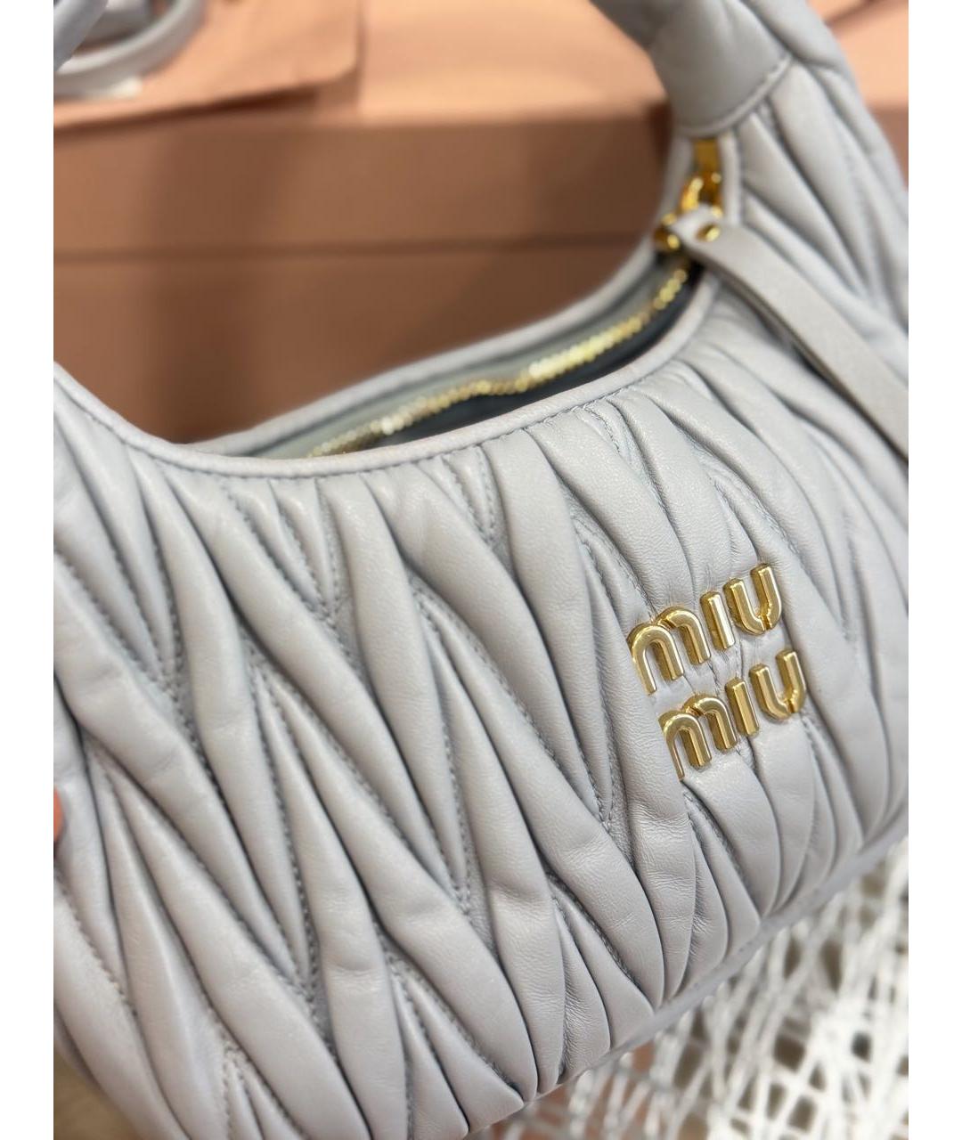 MIU MIU Голубая кожаная сумка с короткими ручками, фото 5