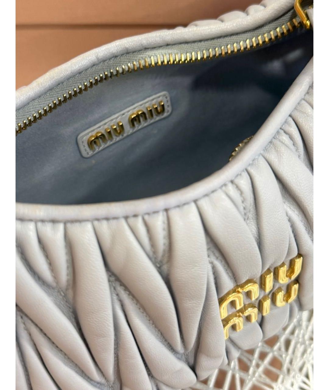 MIU MIU Голубая кожаная сумка с короткими ручками, фото 4