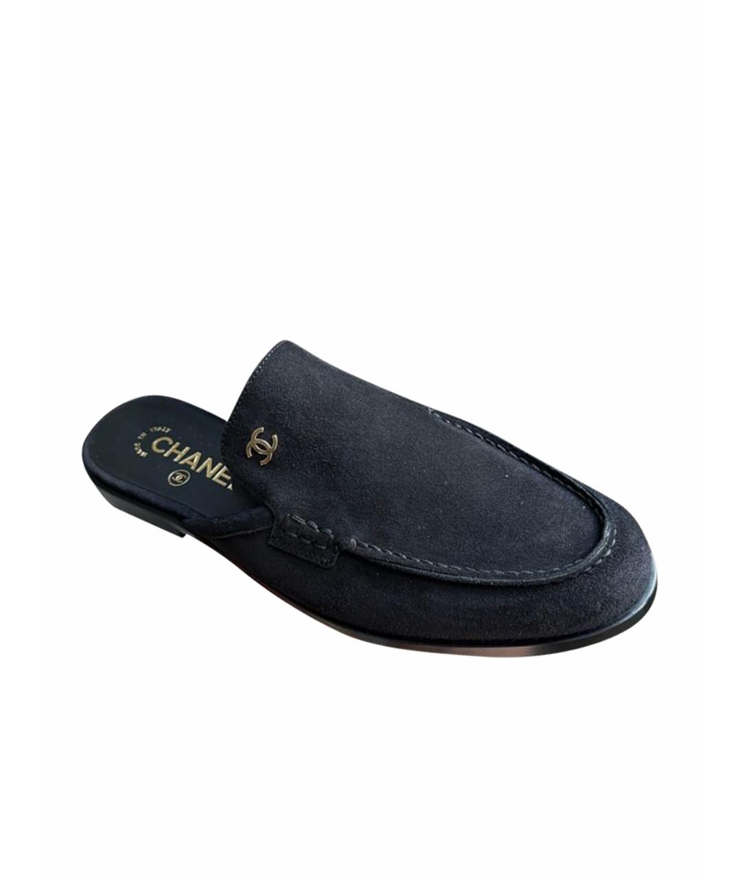 CHANEL Черные замшевые сабо, фото 1