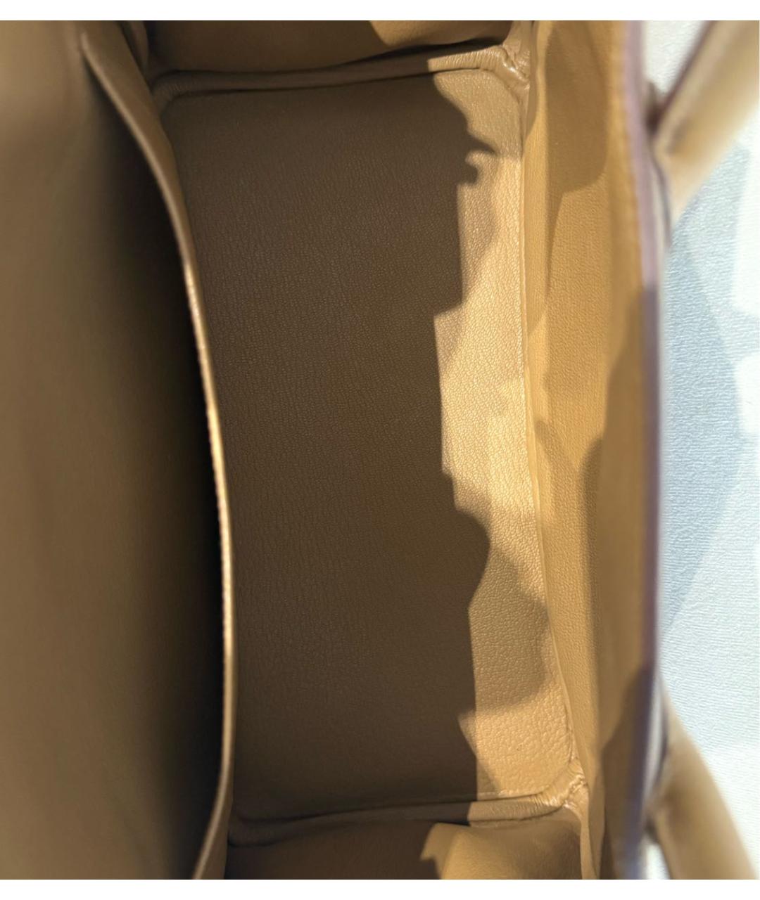 HERMES Бежевая кожаная сумка с короткими ручками, фото 4