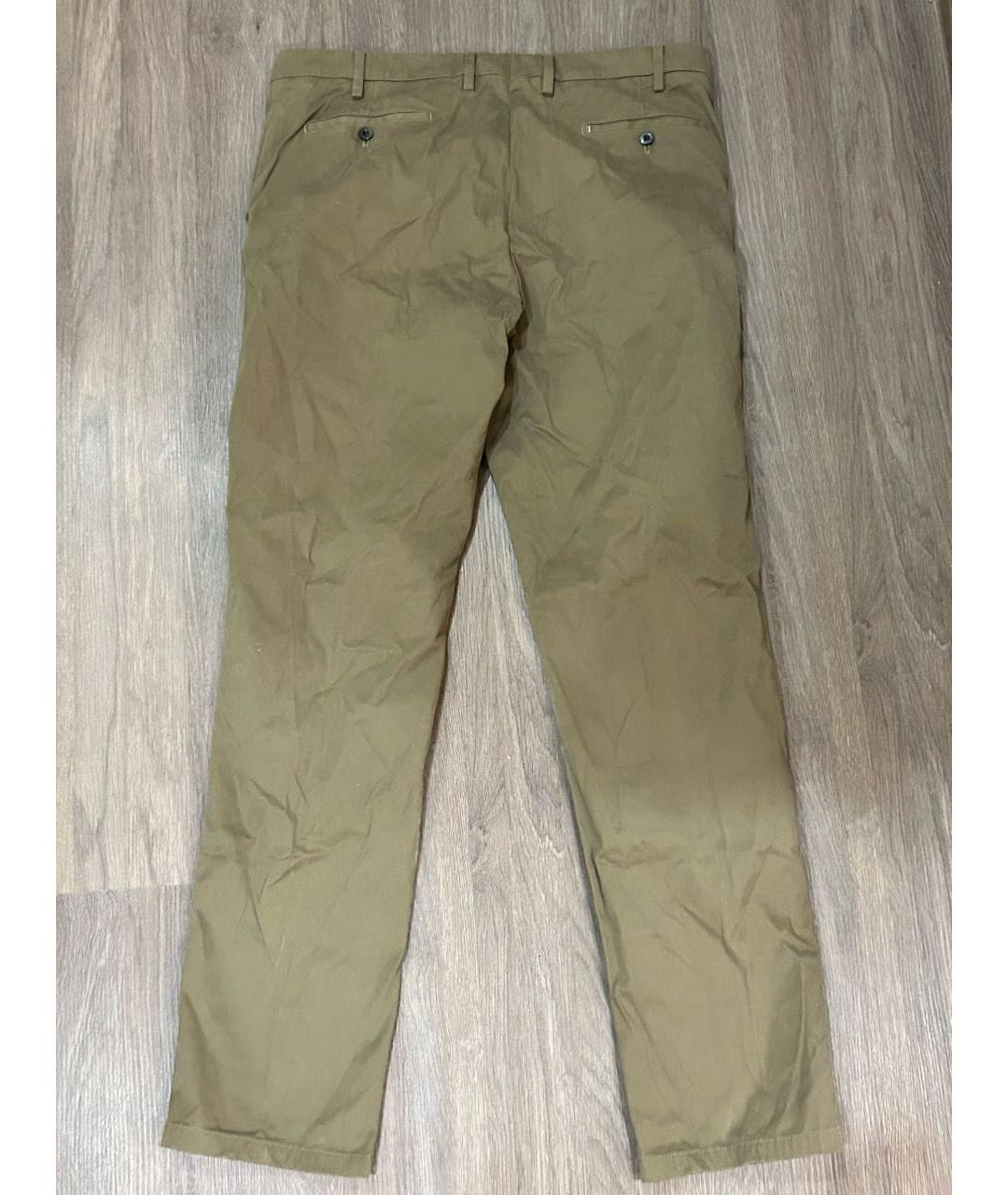 LORO PIANA Хаки хлопко-эластановые классические брюки, фото 2