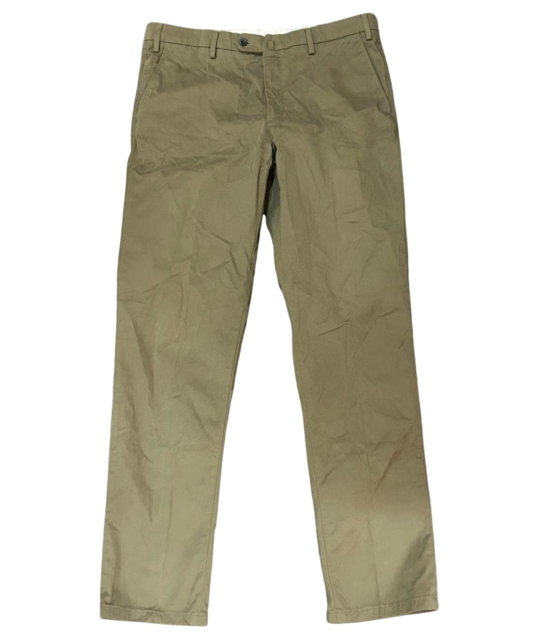 LORO PIANA Хаки хлопко-эластановые классические брюки, фото 1