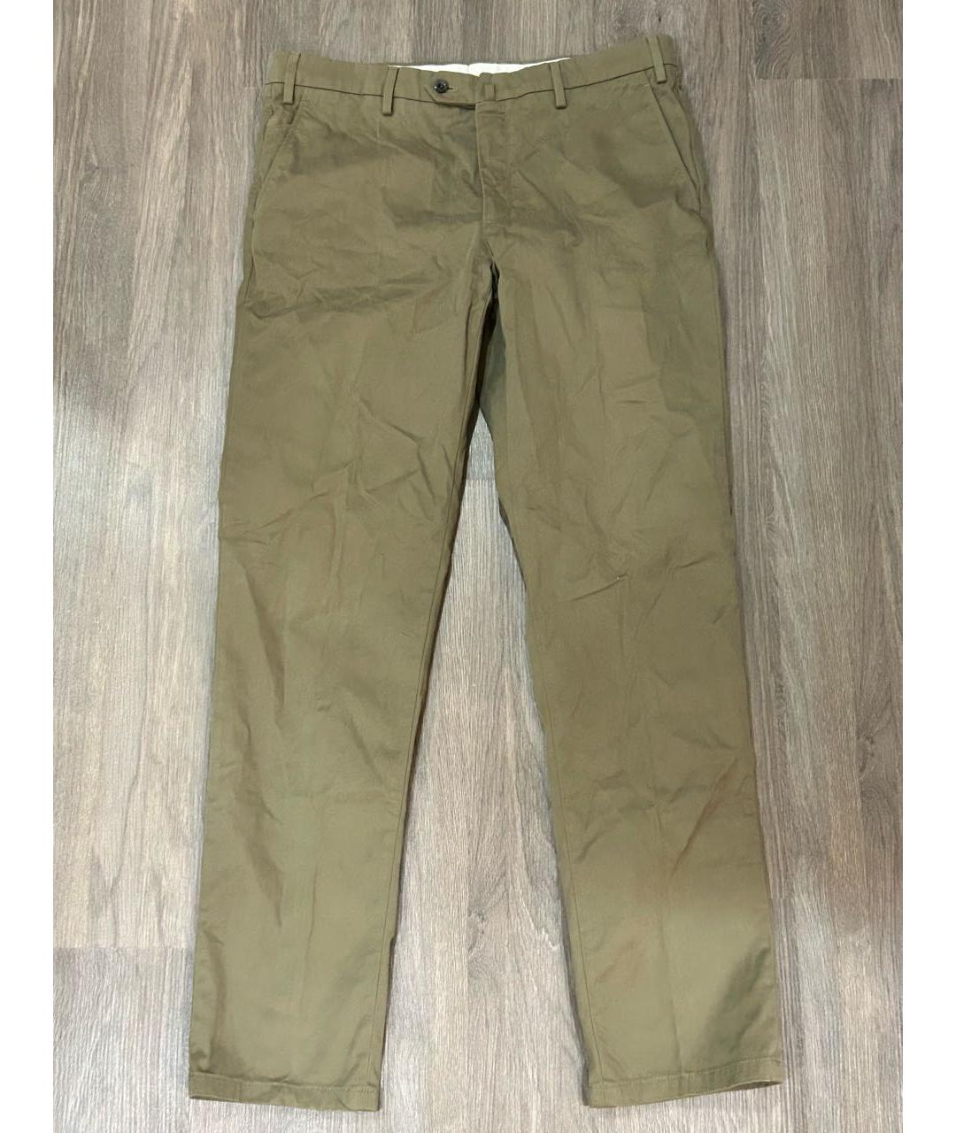 LORO PIANA Хаки хлопко-эластановые классические брюки, фото 5