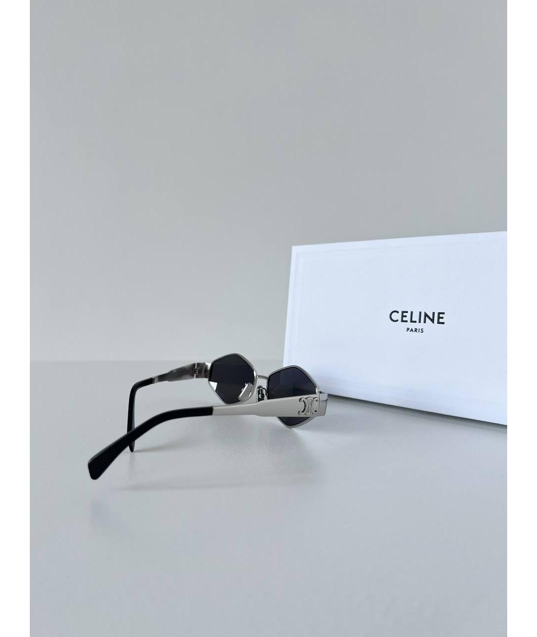 CELINE Серебряные металлические солнцезащитные очки, фото 8