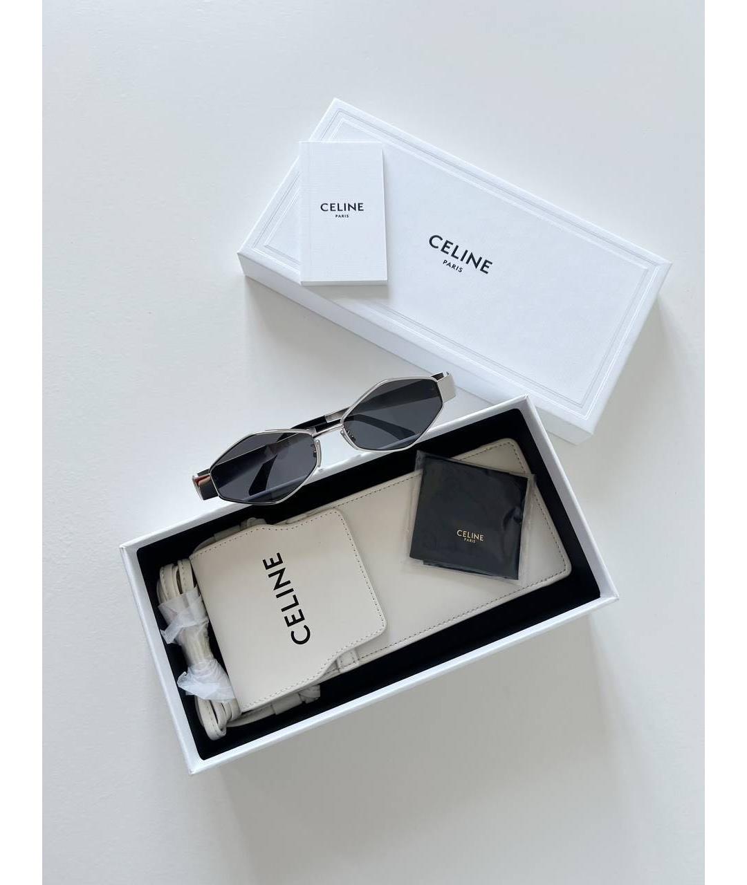 CELINE Серебряные металлические солнцезащитные очки, фото 7