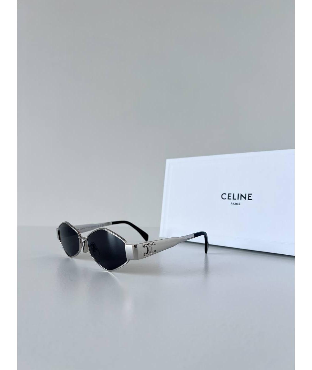 CELINE Серебряные металлические солнцезащитные очки, фото 4