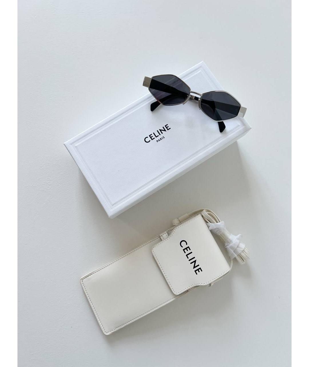 CELINE Серебряные металлические солнцезащитные очки, фото 3