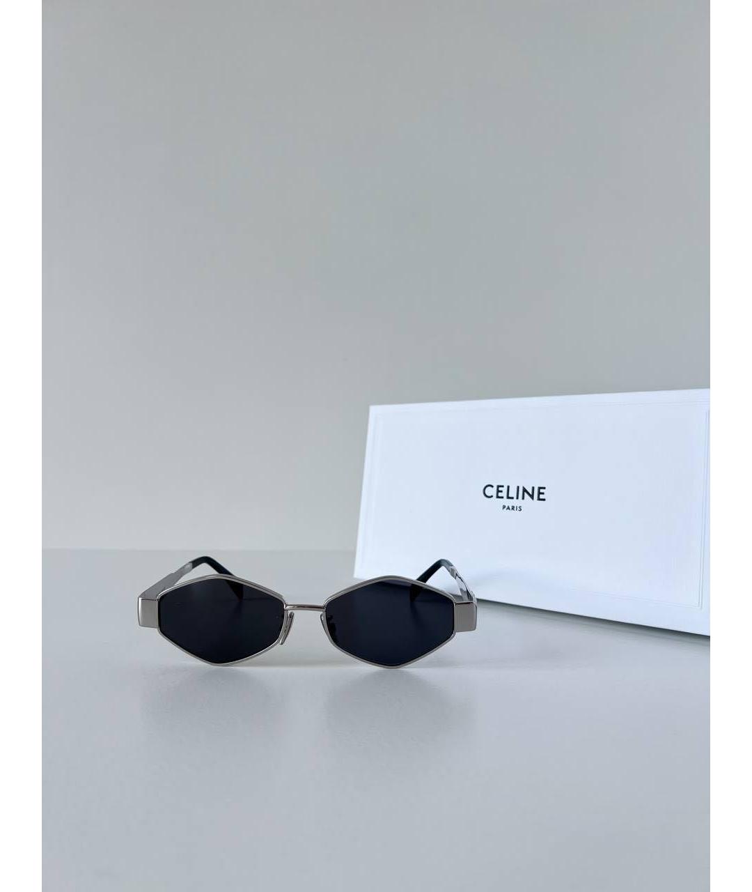 CELINE Серебряные металлические солнцезащитные очки, фото 2