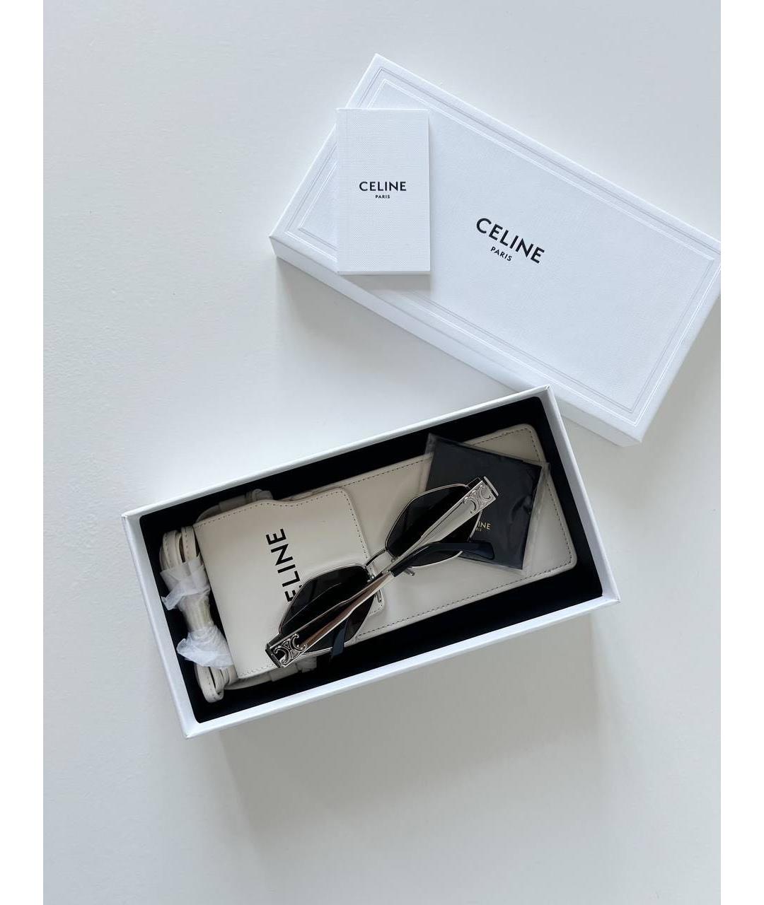 CELINE Серебряные металлические солнцезащитные очки, фото 6