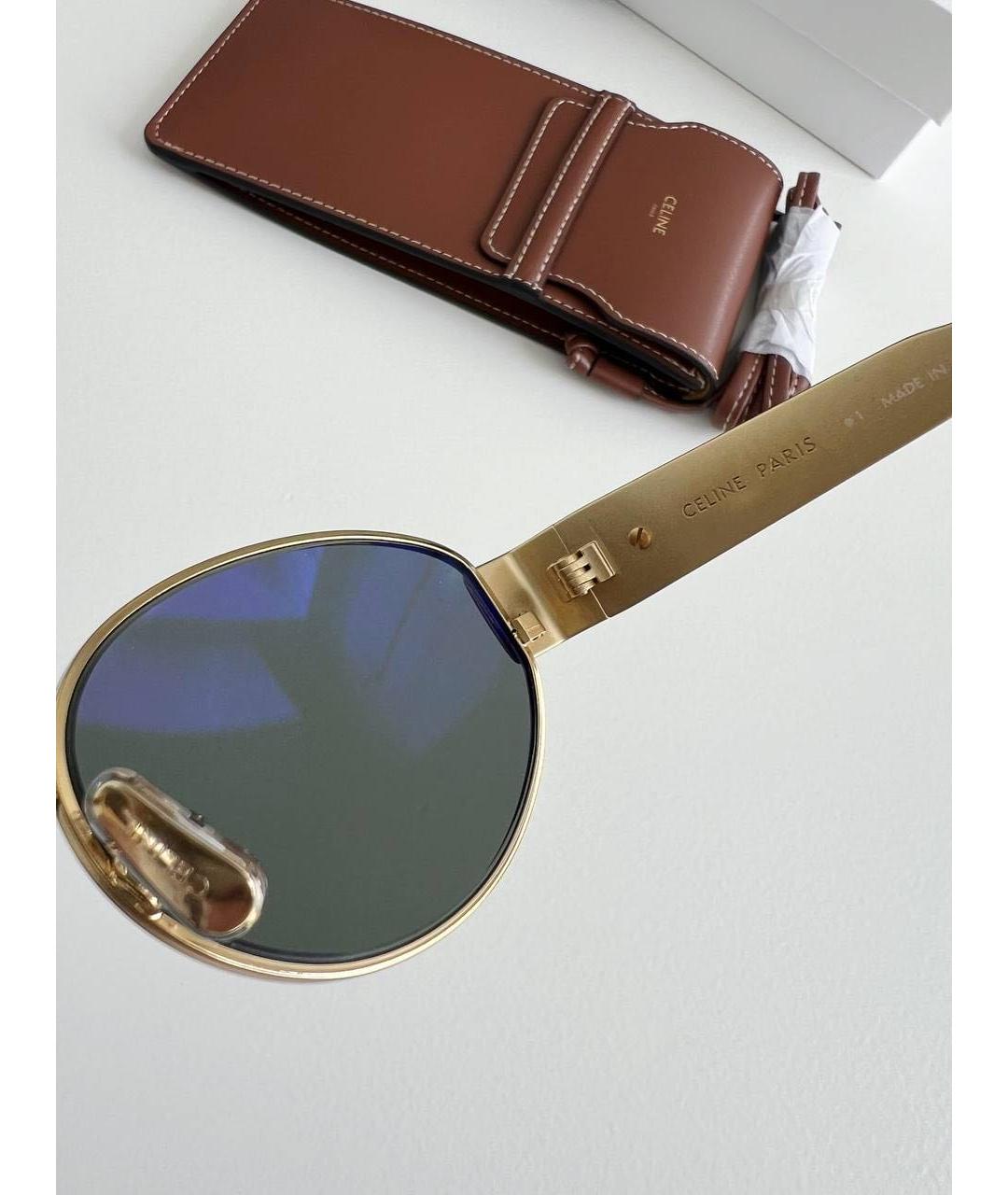 CELINE Золотые металлические солнцезащитные очки, фото 8