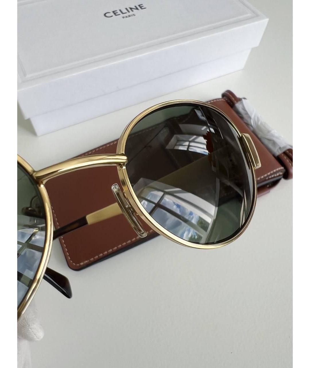 CELINE Золотые металлические солнцезащитные очки, фото 7