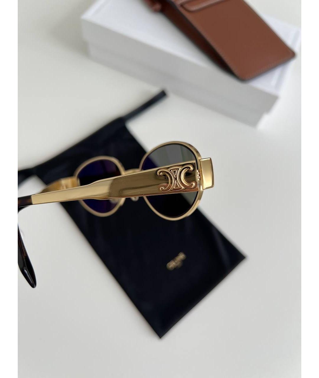 CELINE Золотые металлические солнцезащитные очки, фото 5
