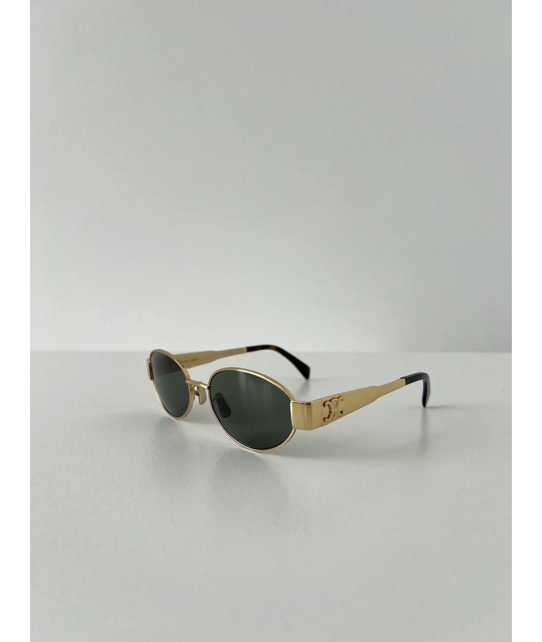 CELINE Золотые металлические солнцезащитные очки, фото 3