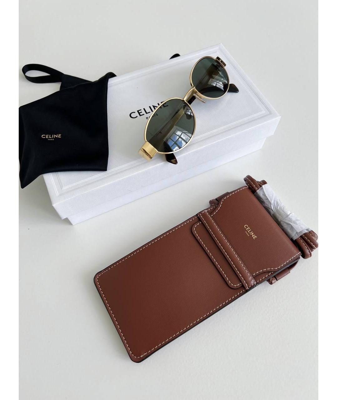 CELINE Золотые металлические солнцезащитные очки, фото 6