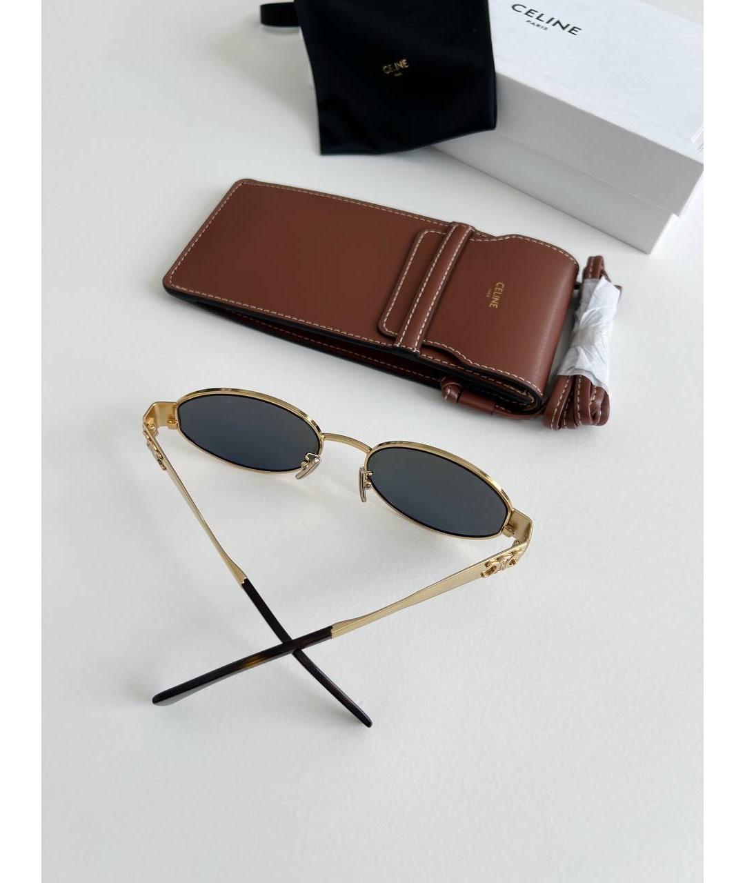 CELINE Золотые металлические солнцезащитные очки, фото 4