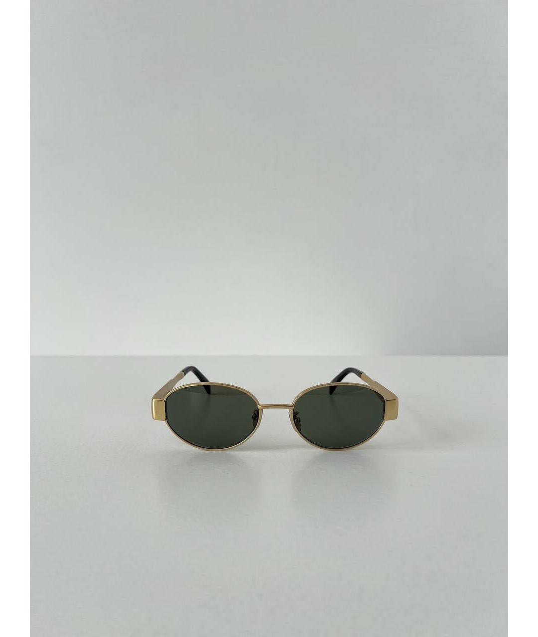 CELINE Золотые металлические солнцезащитные очки, фото 9