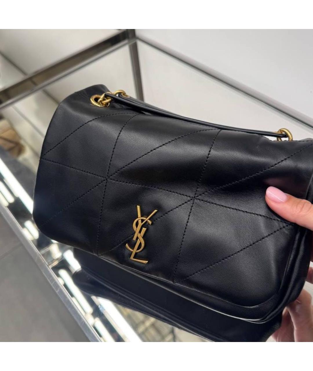 SAINT LAURENT Черная кожаная сумка через плечо, фото 2