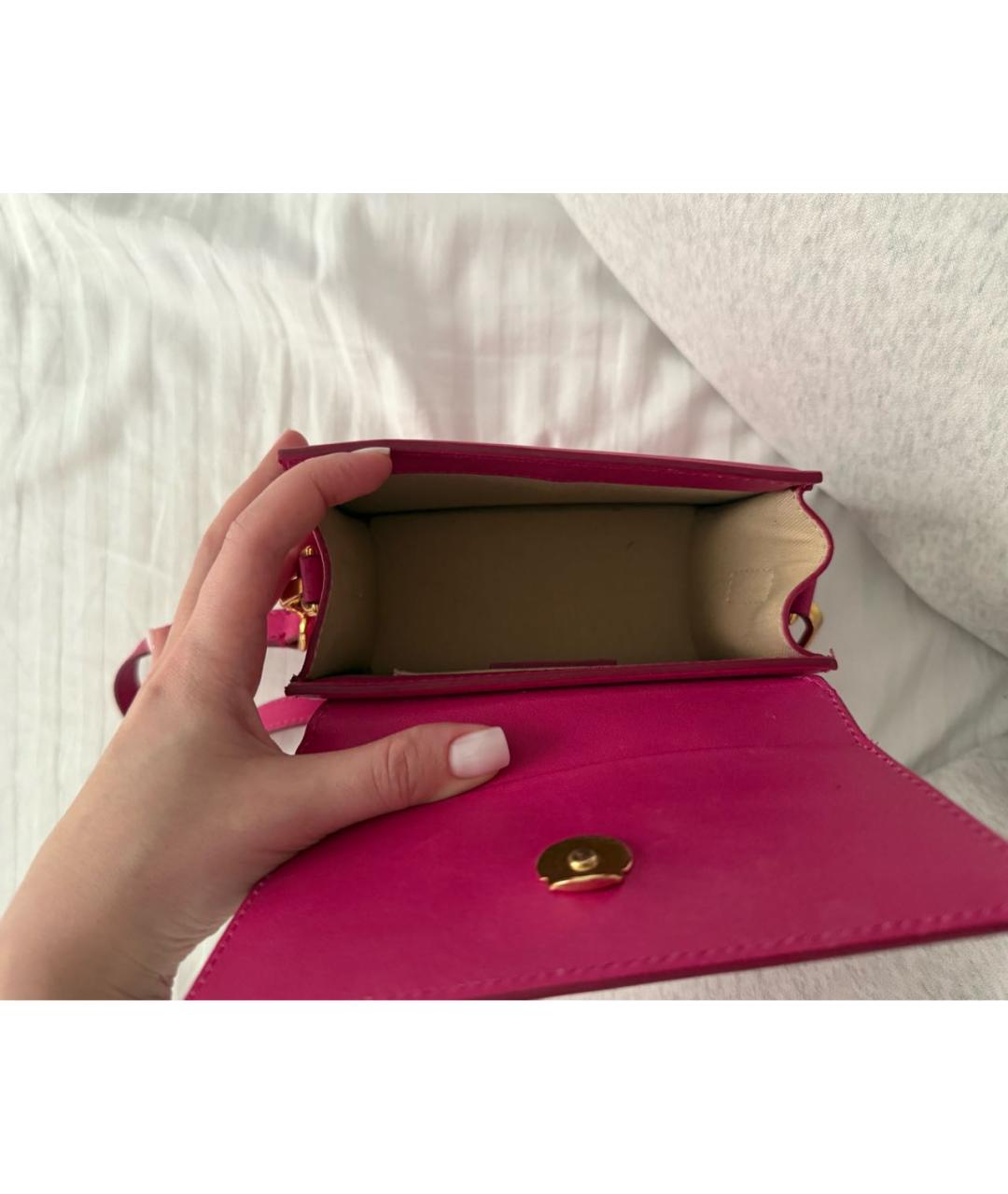 JACQUEMUS Розовая кожаная сумка через плечо, фото 4