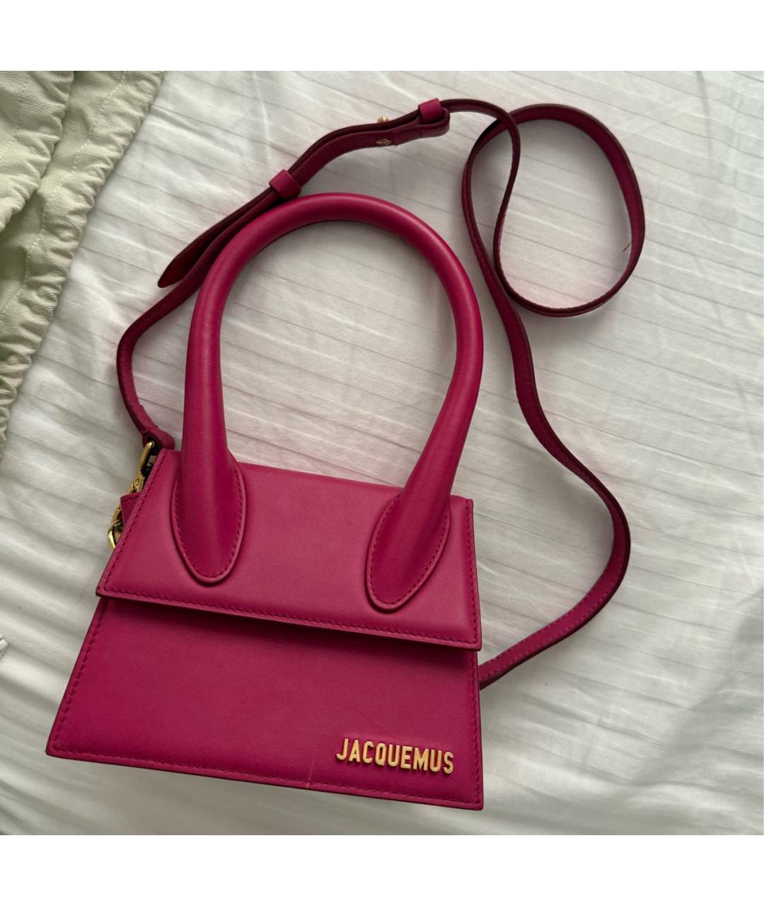 JACQUEMUS Розовая кожаная сумка через плечо, фото 5