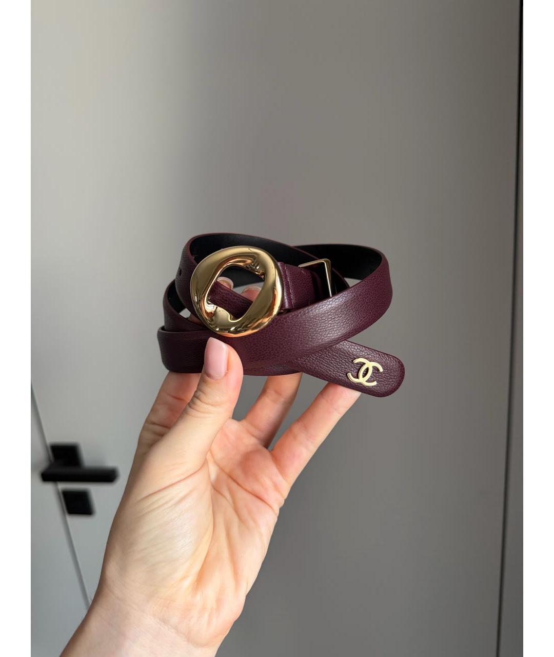 CHANEL Бордовый кожаный ремень, фото 4
