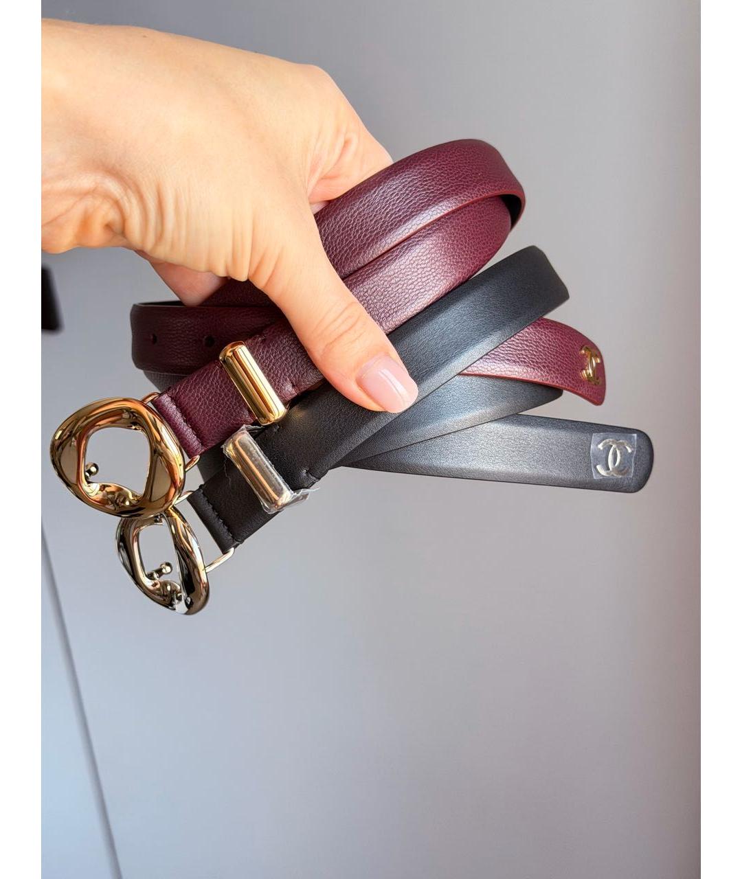 CHANEL Бордовый кожаный ремень, фото 2