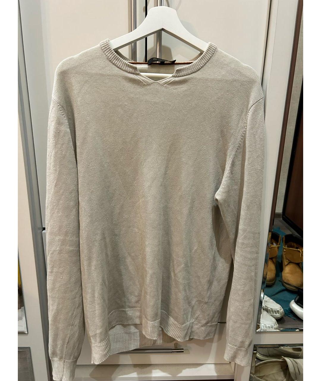 LORO PIANA Бежевый льняной джемпер / свитер, фото 7