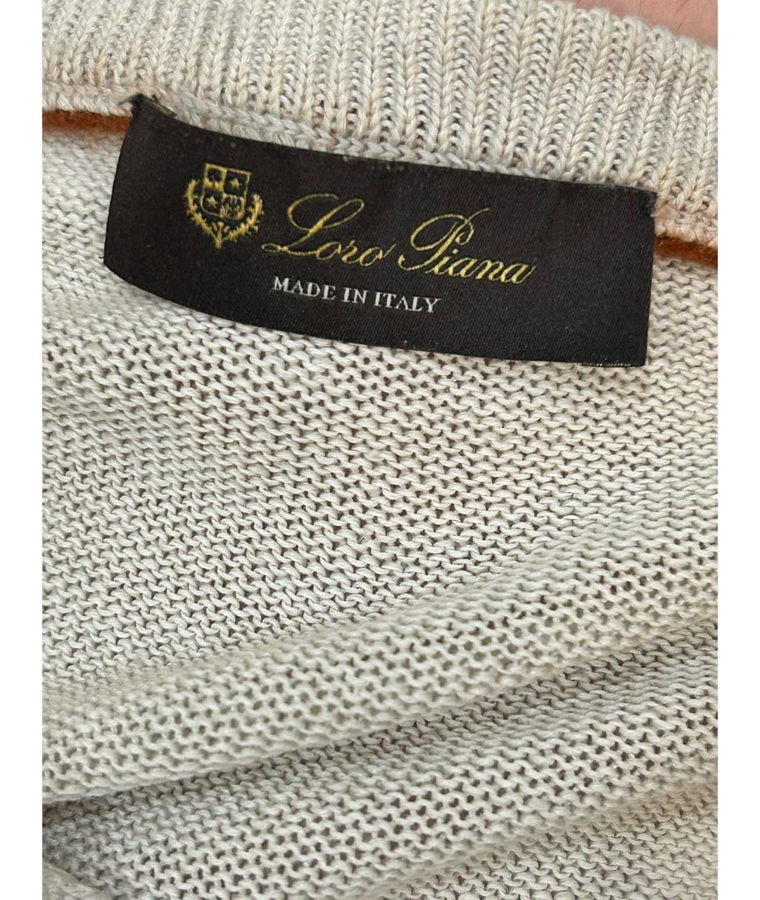 LORO PIANA Бежевый льняной джемпер / свитер, фото 3