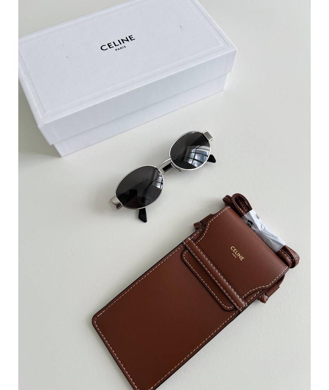 CELINE Серебряные металлические солнцезащитные очки, фото 5