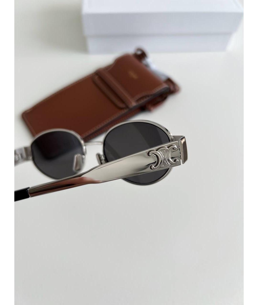 CELINE Серебряные металлические солнцезащитные очки, фото 3