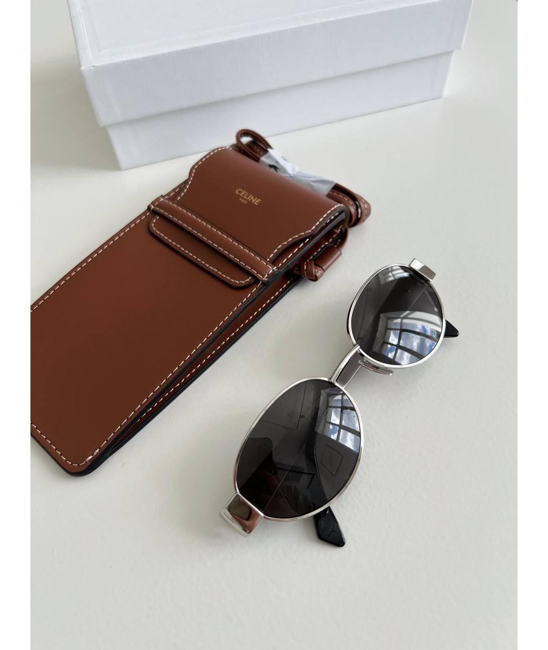 CELINE Серебряные металлические солнцезащитные очки, фото 2