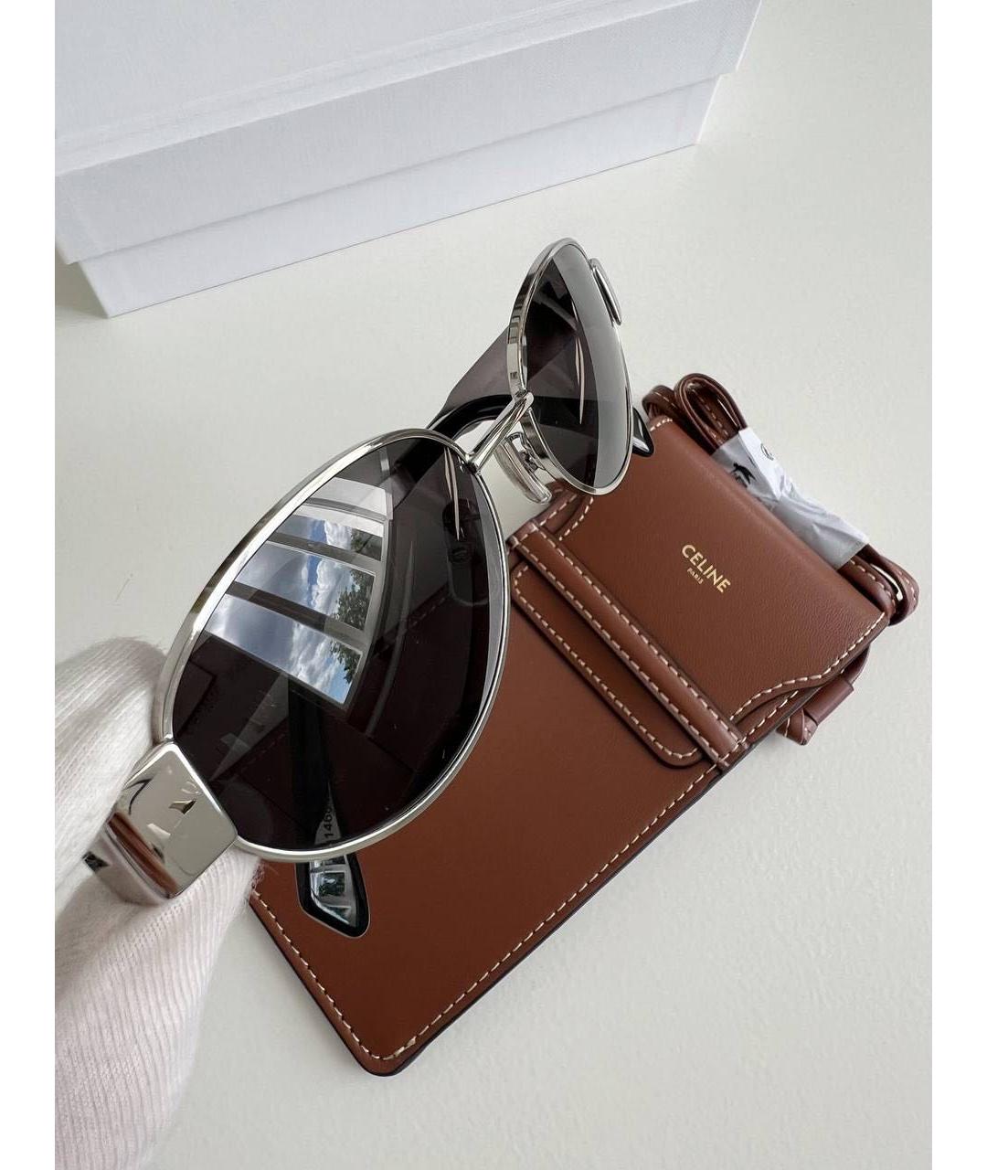CELINE Серебряные металлические солнцезащитные очки, фото 6