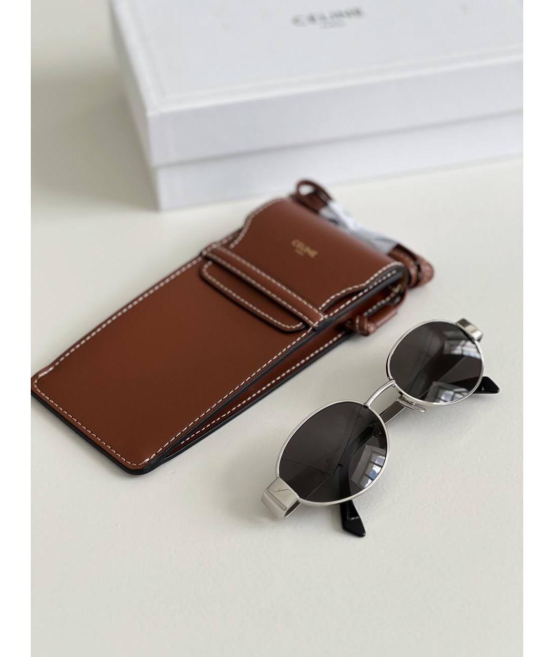 CELINE Серебряные металлические солнцезащитные очки, фото 8