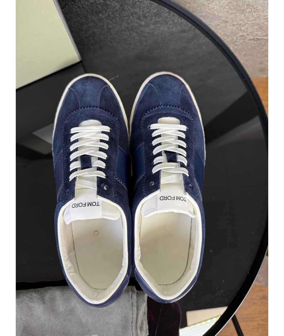 TOM FORD Темно-синие замшевые низкие кроссовки / кеды, фото 3
