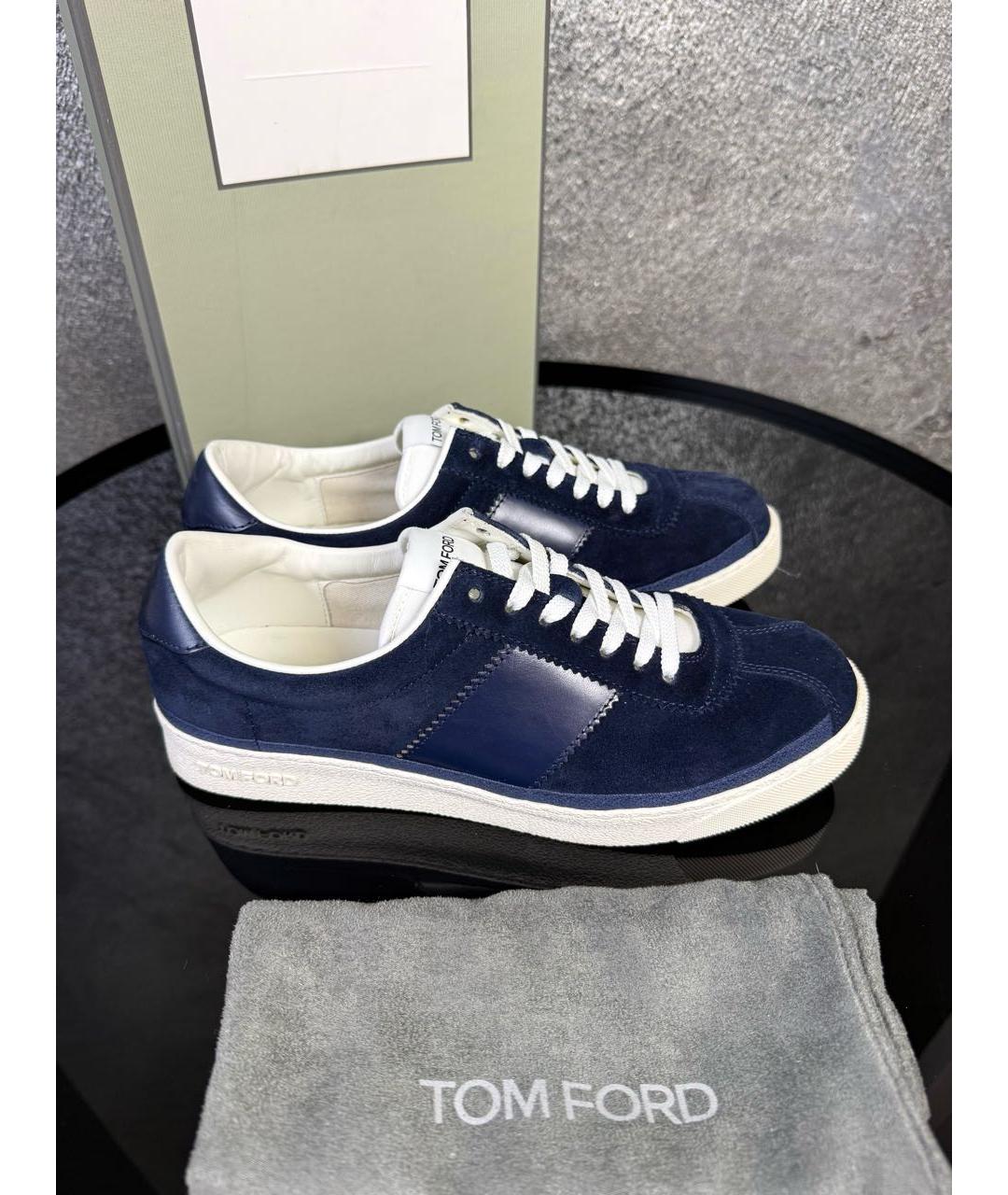 TOM FORD Темно-синие замшевые низкие кроссовки / кеды, фото 5