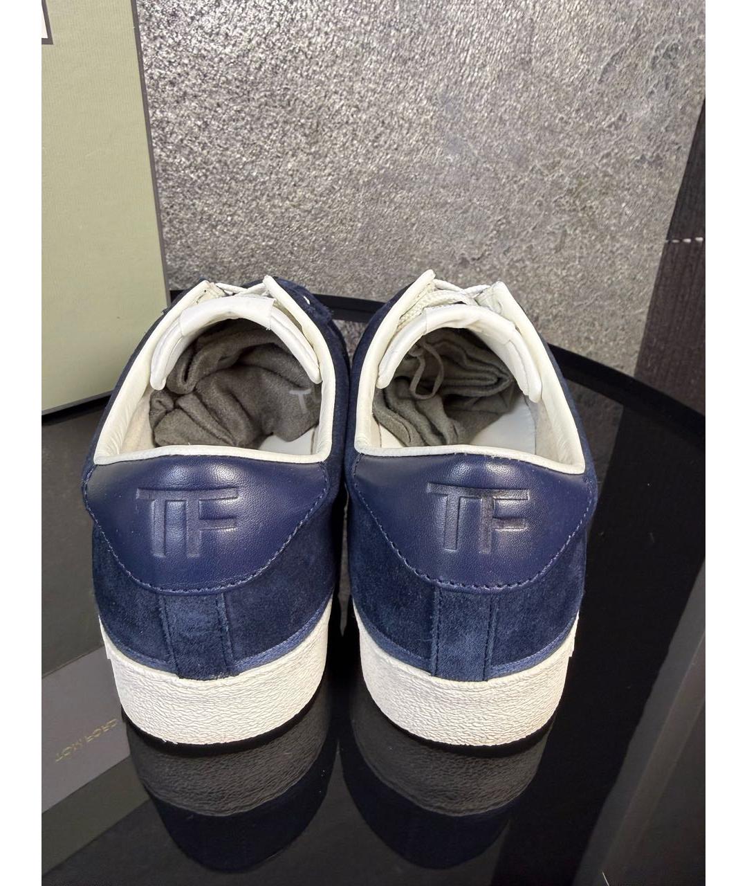 TOM FORD Темно-синие замшевые низкие кроссовки / кеды, фото 4